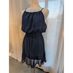 Alter'd State Women's Navy Spaghetti Strap‎ Ruffle Hem Mini Dress Medium